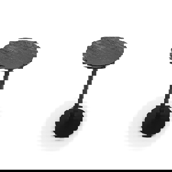 Living and Home Black Round Coffee Table with Metal Base