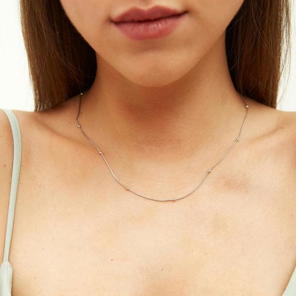 Spero London Beaded Satellite Sterling Silver Chain Necklace Layering Set