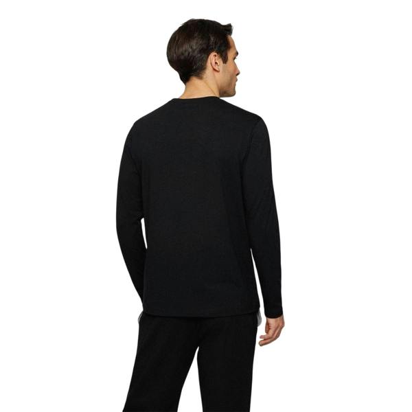 Boss Mens Embroidered Logo Crew Neck Long-Sleeved T-Shirt - Navy - 