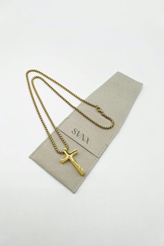 SVNX Cross Pendant Necklace In Gold