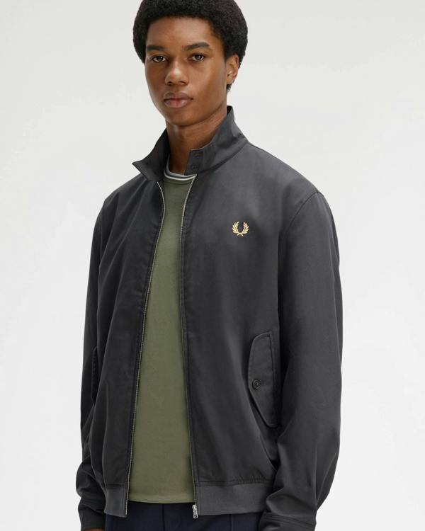 Fred Perry Mens Twill Harrington Jacket - Anchor Grey 297 | CHO | Designer Mens Jackets