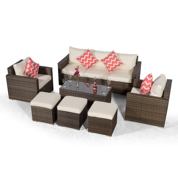 Giardino Sydney 8 Seater Conversation Dining Set With Coffee Table & 3 Stools