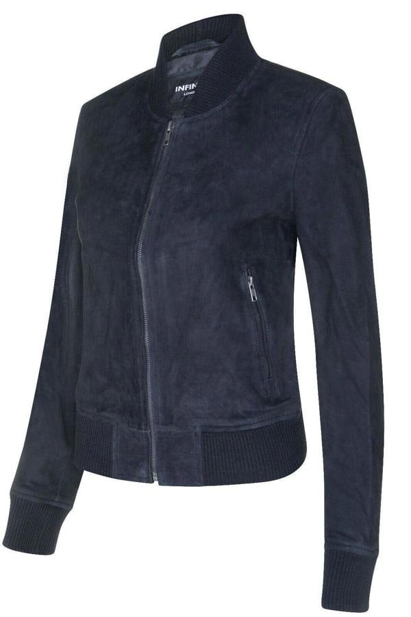 Infinity Leather Womens MA-1 Suede Bomber Jacket-Arnhem