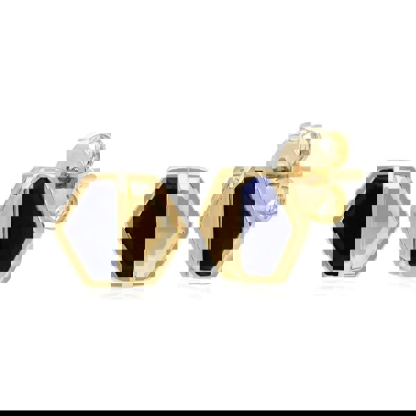 270E027502925 Micro Statement Lapis Lazuli Hexagon Stud Earrings in Gold Plated Silver 1