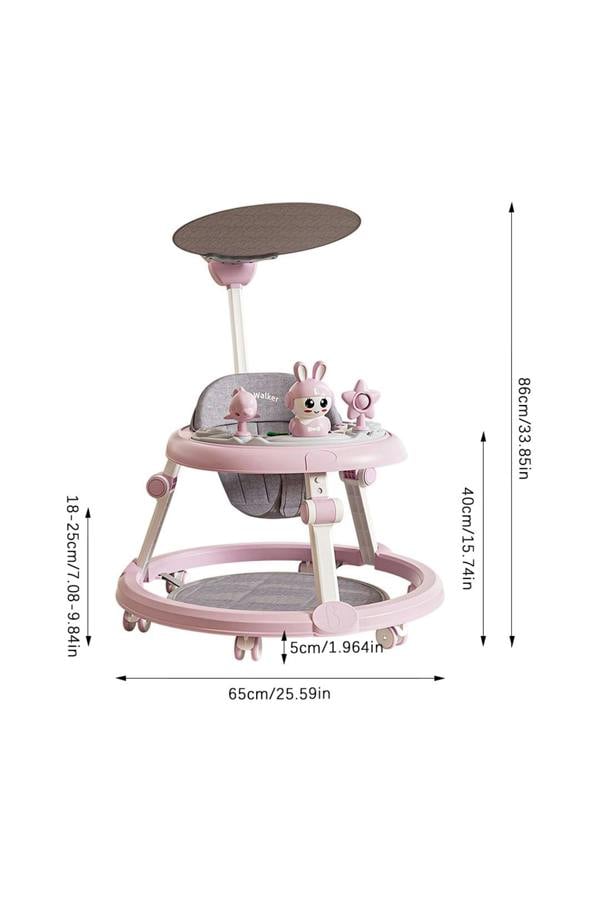Living and Home Anti-Rollover Foldable Baby Walker with Music Toy Tray