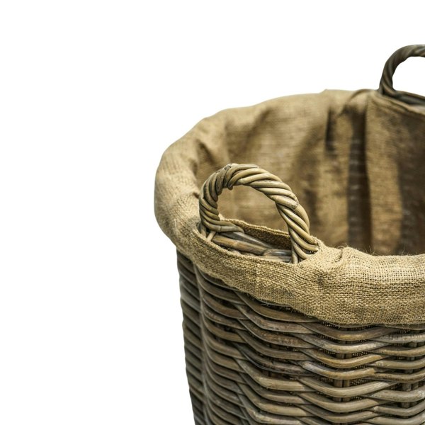 Ivyline Wicker Log Basket Round Lined, Set of 2