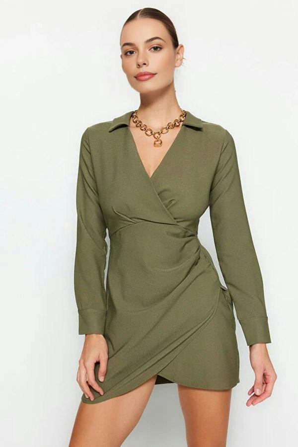 WOVCOR Double-Breasted Woven Dress