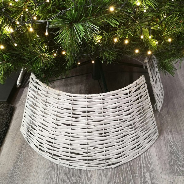 Samuel Alexander 48/70cm Samuel Alexander KD Willow Christmas Tree Skirt Wicker Rattan- Large Light Grey