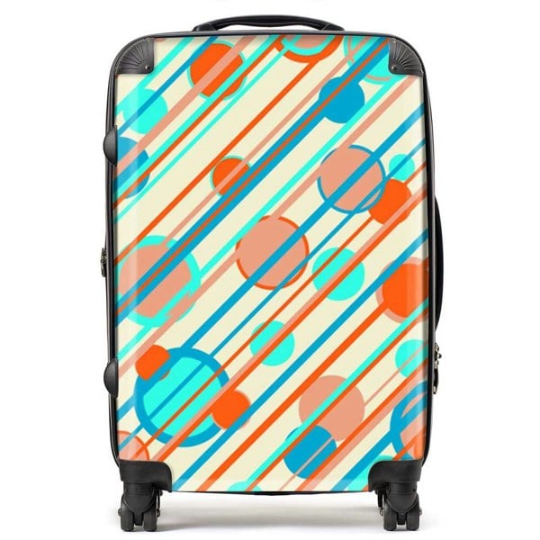 Warren Reed Retro Stripes And Circles Suitcase