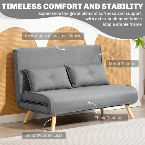 Wyld Haus Maba Linen Look Grey 2 Seater Sofa Bed