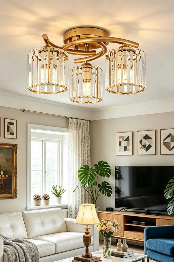 3-Light Ceiling Light with Glass Shade