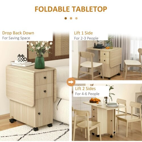 Wyld Haus Tofaba Wooden Wood Effect Drop Leaf Dining Table With Integrated Storage