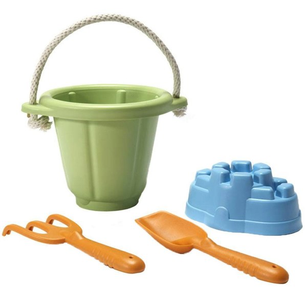 Green Toys Sand Play Set (Green Bucket) - Made From 100% Recycled Plastic