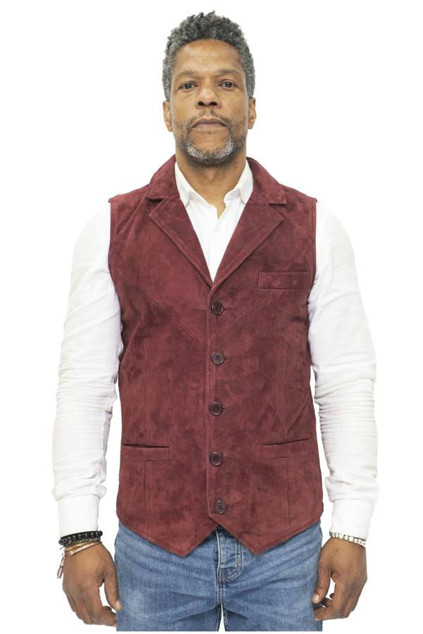 Infinity Leather Mens Classic Smooth Goat Suede Leather Waistcoat-Exeter