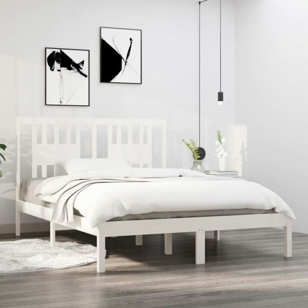 Berkfield Bed Frame White Solid Wood Pine 120x200 cm