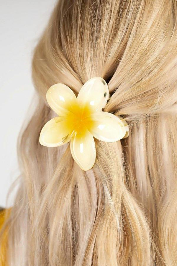 Jameela Flower Shaped Hair Claw Clip - Yellow