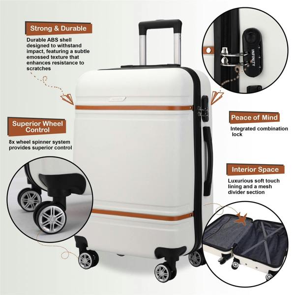 Infinity Luggage Hard Shell Cabin 36 x 22 x 56 cm ABS Suitcase Suitable for Easyjet, Ryanair, Wizzair