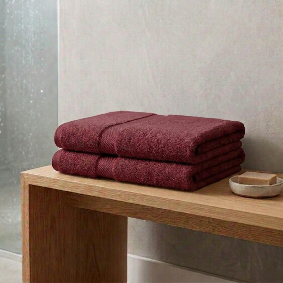 Vision V475 - 2 Pack 100% Cotton Bath Sheet - Burgundy - Bath Sheet - 100% Cotton