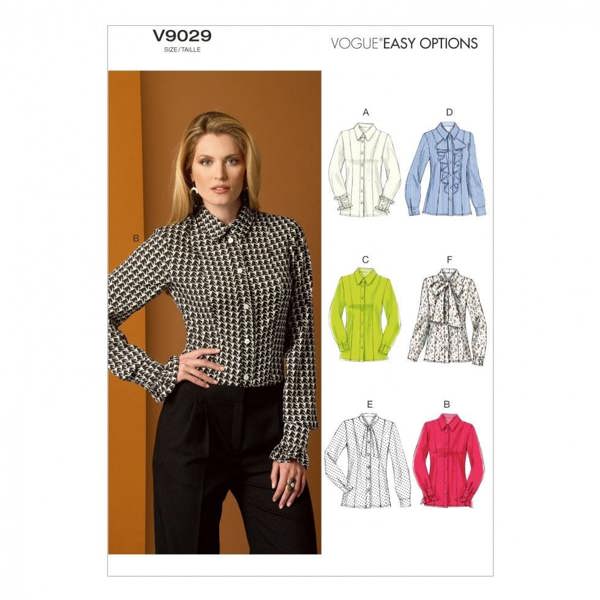 Vogue Sewing Pattern 9029, Shirts, Tops for Women, 8-10-12-14-16 - Easy