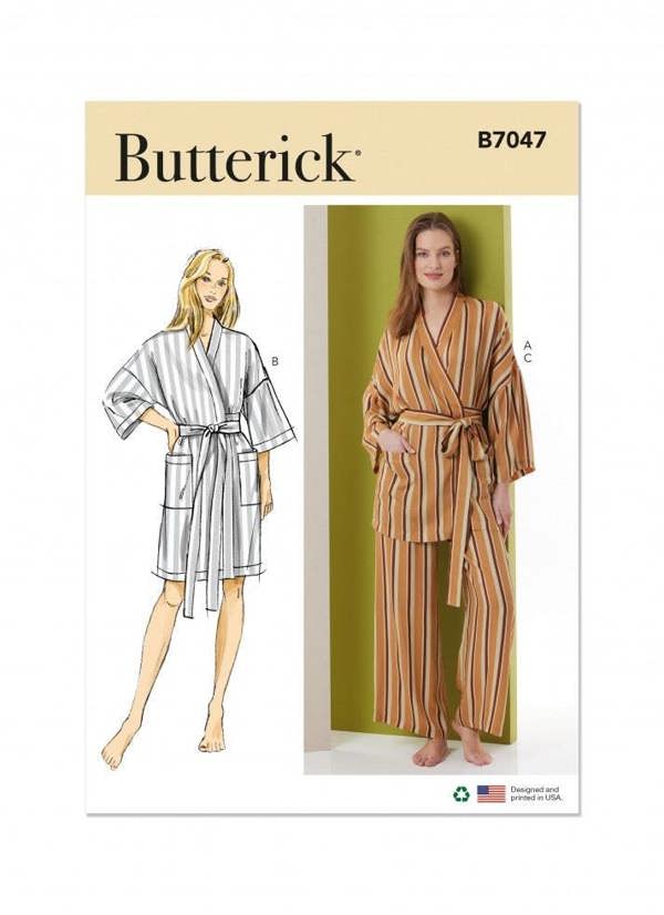 Butterick Sewing Pattern 7047, Robes, Trousers, Pyjamas for Women, A (S-M-L-XL-XXL) - Easy