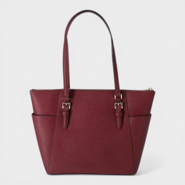 Michael Kors Zip Tote Saffiano Leather Handbag Dark Cherry