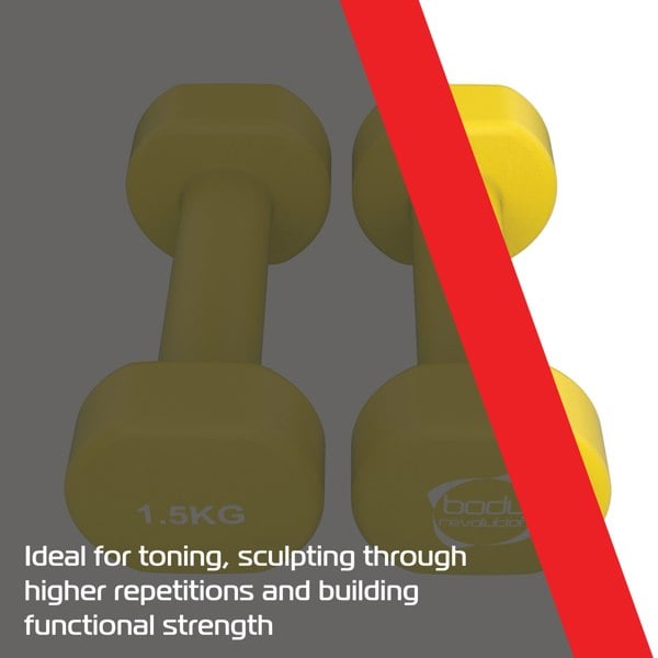 Body Revolution 2 x 1.5KG Neoprene dumbbells