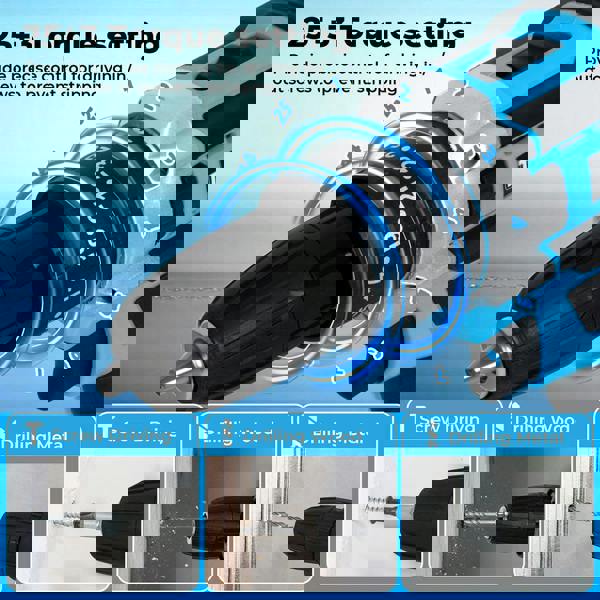 Traderight 21V Cordless Drill Combi Driver Electric Screwdriver Set 1 Battery