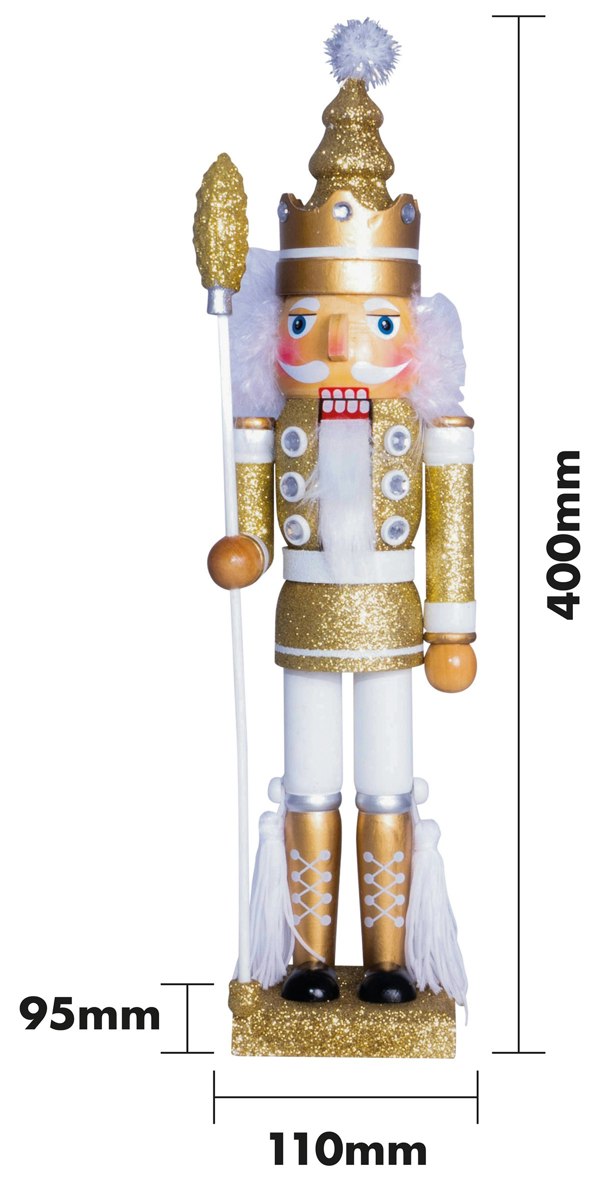 St Helens 40Cm Glitter Nutcracker Soldier - Gold