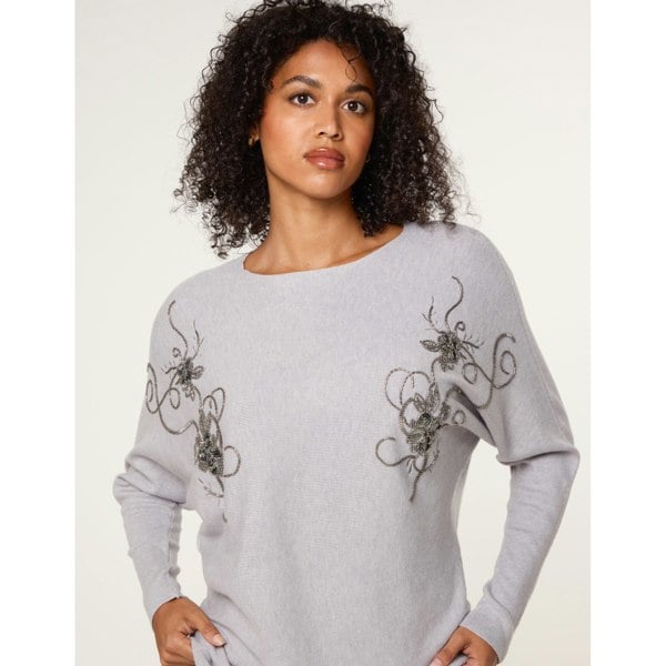 Blue Vanilla Floral Embroidered Long Sleeve Jumper