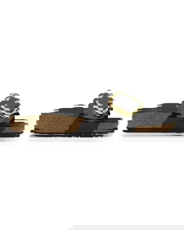 Birkenstock Madrid Big Buckle Natural Patent Leather Womens Sandals - High-Shine Black - CHO - Designer Womens Sandals