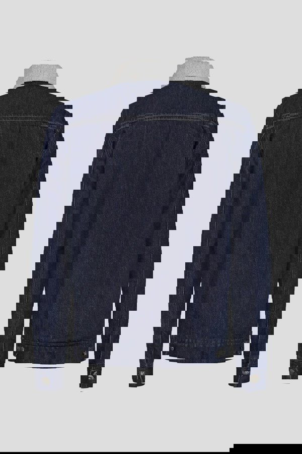 Men's Borg Collar Raw Denim Jacket