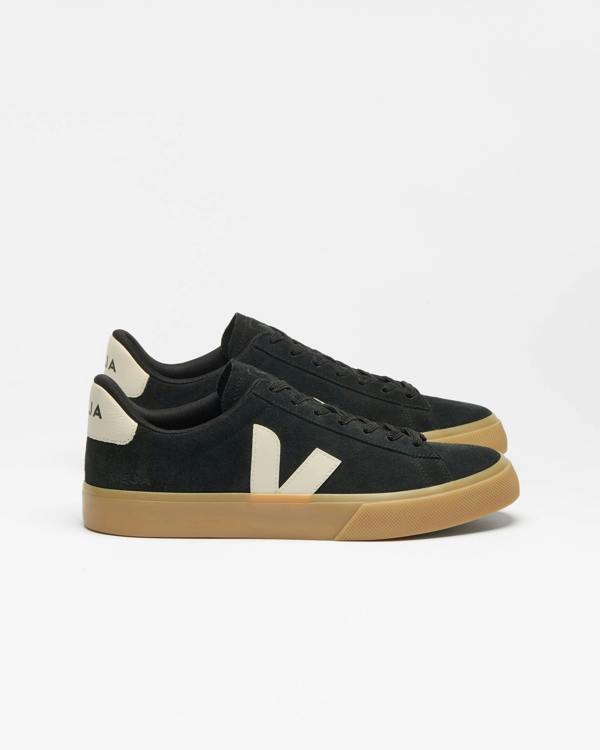 VEJA Campo Suede Mens Trainers - Black/Pierre Natural