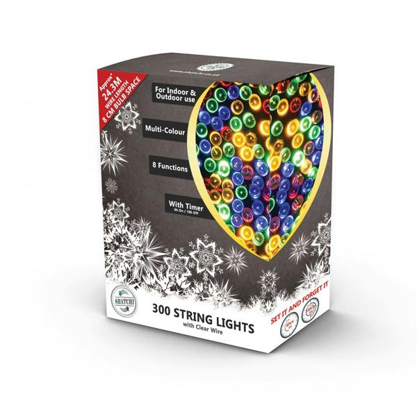 Clear Cable Multicolour LED String Fairy Lights with Timer, Indoor and Outdoor Use image 1
