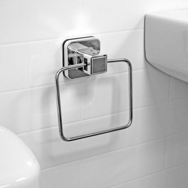 Showerdrape Pushloc Stainless Steel Suction Wall Mounted Towel Ring