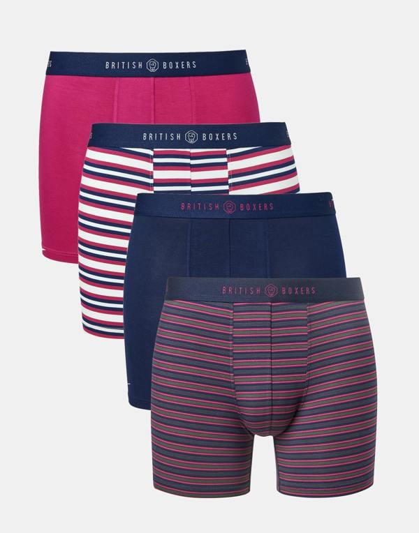 British Boxers Multipack! 4 Pairs of Men's Bamboo Stretch Trunks – Rioja