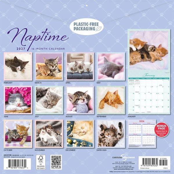 Naptime Cats Calendar 2027, Wall Calendars, Month To View, Cats, Gift