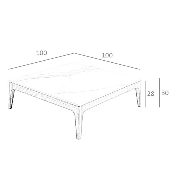 Angel Cerdá Porcelain Marble and Walnut Square Coffee Table 2042