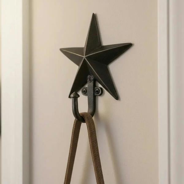 Antique Cast Iron Rustic Star Single Coat Hook