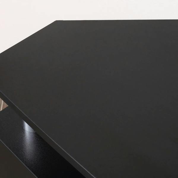 Black TV cabinet tabletop edge with smooth matte finish
