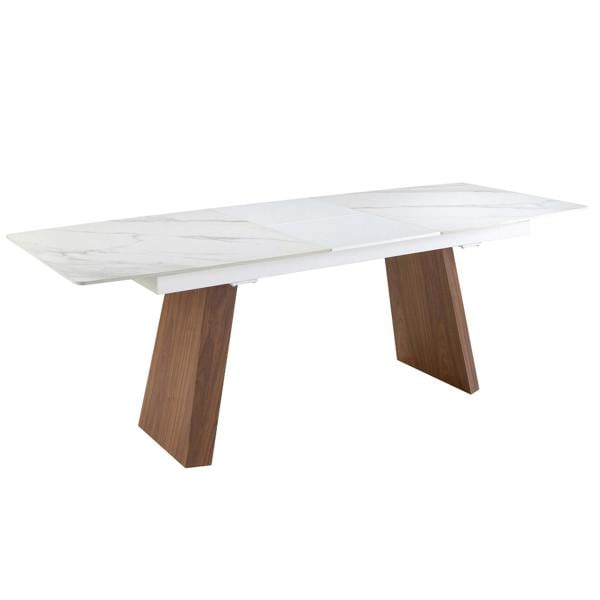 Angel Cerdá Oval Barrel porcelain marble and walnut extending dining table 1134