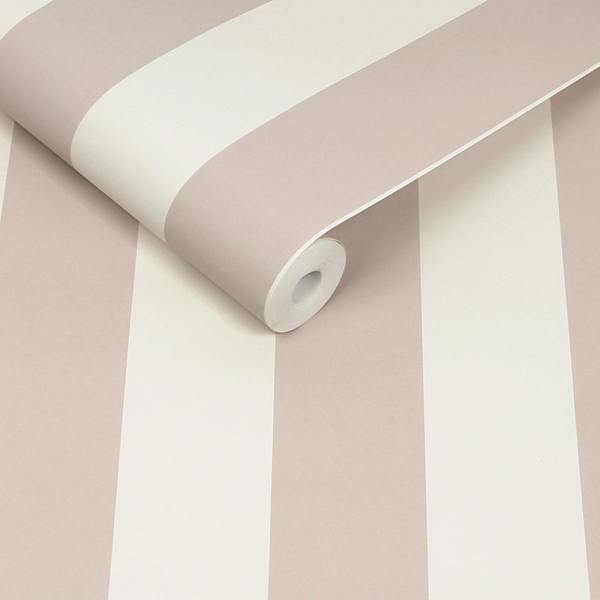 Cath Kidston Canopy Stripe Rose Pink and Cream Wallpaper