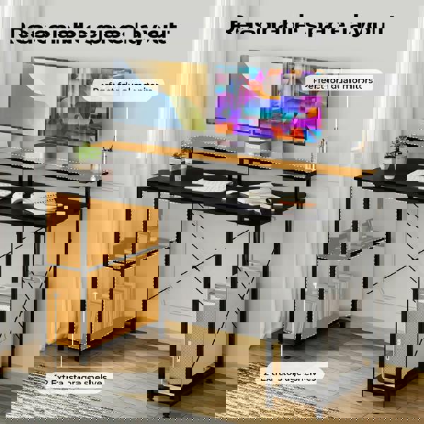 Levede Gaming Desk Computer Table with Monitor Shelf Power Outlets RGB Light