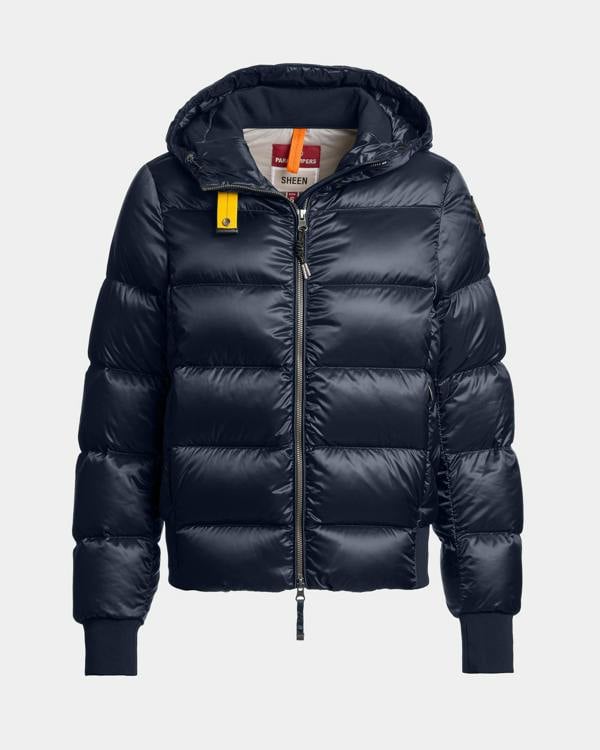 Parajumpers Mariah Womens Hooded Down Bomber Jacket - Blue Navy 316, front