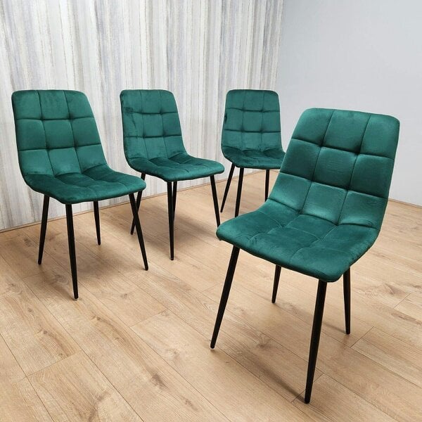 Kosy Koala Oak Effect Dining Table Set With 4 Green Velvet Chairs And Bench Dining Room Furniture