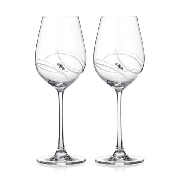 Diamante Atlantis White Wine Glasses Adorned with Swarovski® Crystals - Set of 2