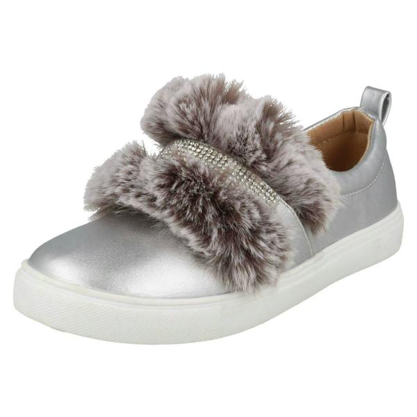 Spot On Girls Spot On Diamante Strap Fur Trim Shoes