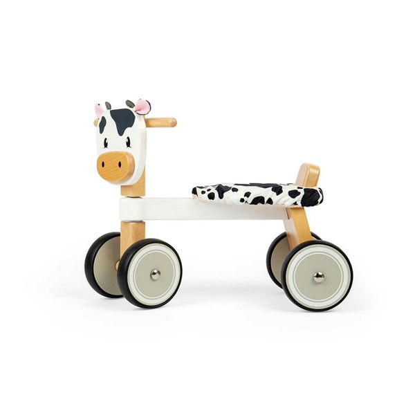 Bigjigs Toys Wooden Ride On Cow, Sturdy Wooden Handlebars And Fluffy Seat