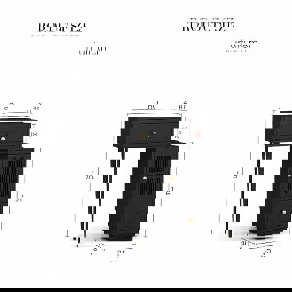 Scarlett Dressing Table With Side Cabinet & LED Mirror, Black-Weilai Concept-Weilai Concept