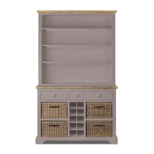 Statement Furniture Florence Display Cabinet With Shelves, Wine Rack and Storage Baskets
