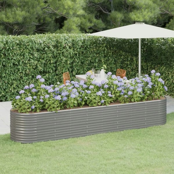 Berkfield Garden Raised Bed Powder-coated Steel 368x80x68 cm Grey